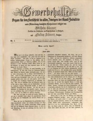 Gewerbehalle : Organ für d. Fortschritt in allen Zweigen d. Kunstindustrie, 1864