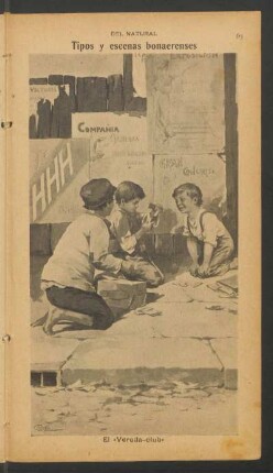 Tipos y escenas bonaerenses: El "Vereda-club" - [Dibujo] : Del natural
