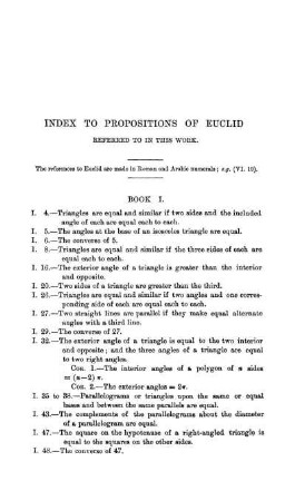 Index to Propositions of Euclid.