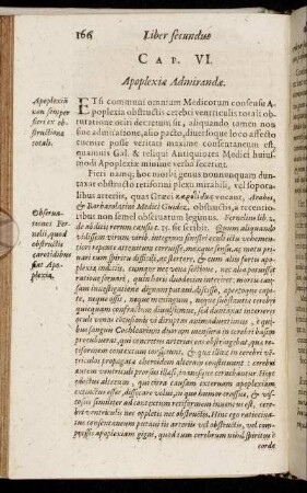 Cap. VI. Apoplexiæ Admirandæ.