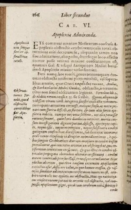 Cap. VI. Apoplexiæ Admirandæ.