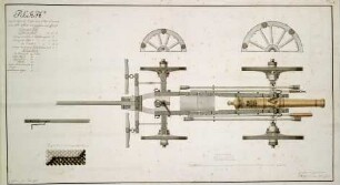 WHK 43 Pläne der Artillerie: 6-Pfünder-Kanone mit Lafette und Vorwagen