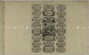 Faltbrief mit den Artikeln 1-21 in 3 Text/Bildfeldern zum 200. Jahrestag der Augsburger Konfession (2. Vorderseite oben)