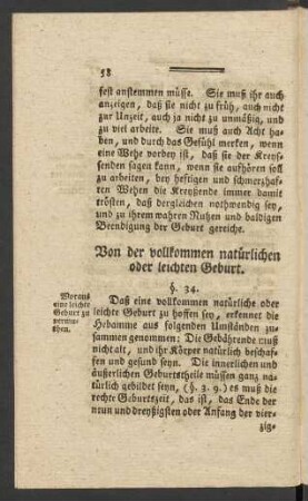 Von der vollkommen natürlichen oder leichten Geburt