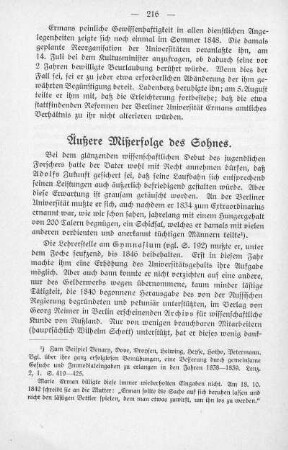 Äußere Mißerfolge des Sohnes