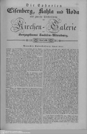 Parochie Unterbodnitz, Oberbodnitz, Das Diakonat zu Roda (Beschluß), Großbockedra, Leuchtenburg, Parochie Uhlstädt : 19. Lieferung