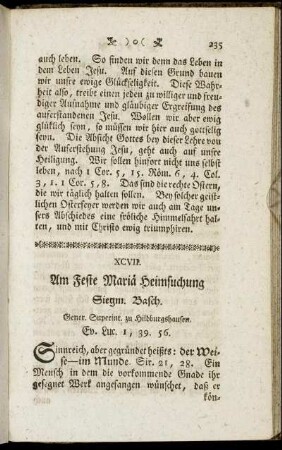 XCVII. Am Feste Mariä Heimsuchung. Ev. Luc.1, 39.56.
