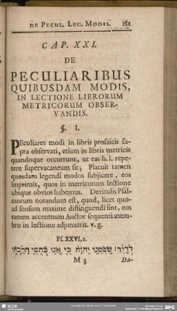 Cap. XXI. De Peculiaribus Quibusdam Modis, In Lectione Librorum Metricorum Observandis