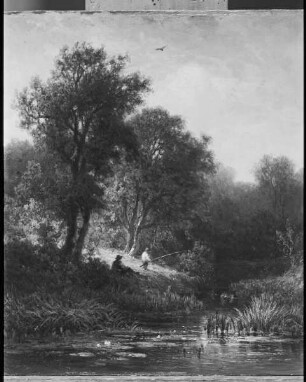 Flusslandschaft mit Anglern