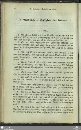 IX. Reibung - Festigkeit der Körper