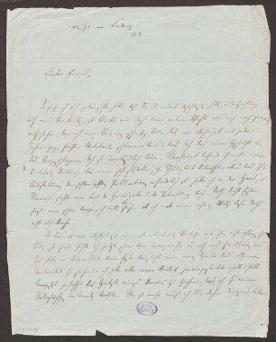 Justus von Liebig (1803-1873), Nachlass: Brief von Louis Agassiz an Unbekannt - BSB Liebigiana II.C. Agassiz, Louis