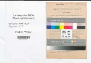 Entnazifizierung Walter Enders , geb. 29.05.1901 (Justizoberinspektor)