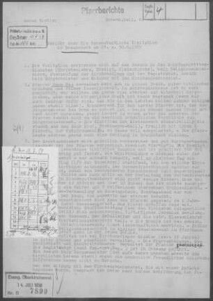 Braunsbach: Visitationsbericht mit Pfarrbericht 1959