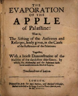 The evaporation of the apple of Palaestina