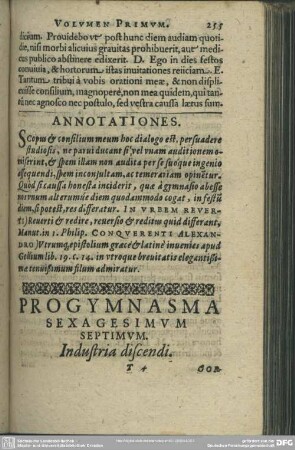 Progymnasma Sexagesimum Septimum. Industria discendi
