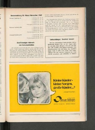 Rentenzahlung für Monat November 1969