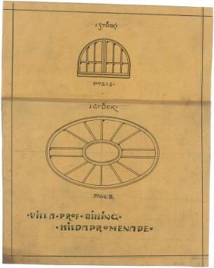 Billing, Hermann; Karlsruhe, Nördl. Hildapromenade 3/ Maximiliansstraße; Villa von Schwedler (Villa Billing) - Fenster (Ansicht)