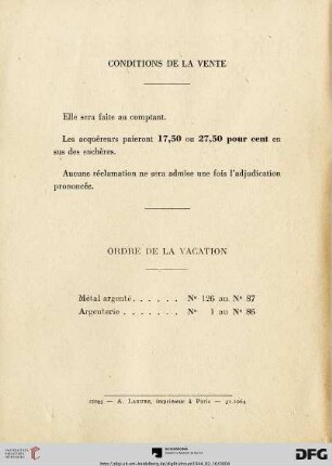Ordre de la vacation