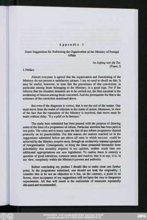 Appendix 1 Some Suggestions for Reforming the Organization of the Ministry of Foreign Affairs