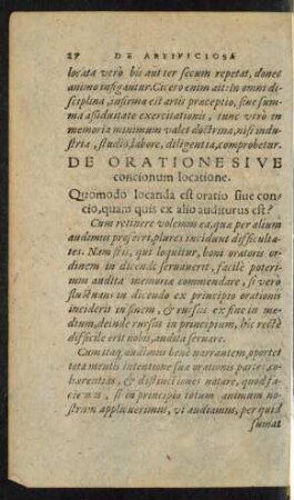 De Oratione Sive concionum locatione.