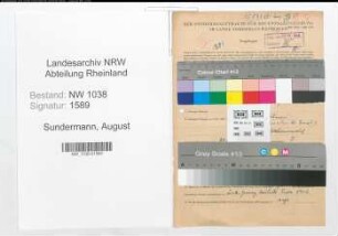 Entnazifizierung August Sundermann , geb. 22.03.1901 (Angestellter)