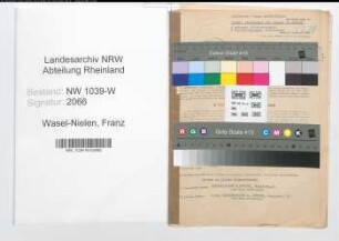 Entnazifizierung Franz Wasel-Nielen , geb. 12.01.1909 (Studienrat)