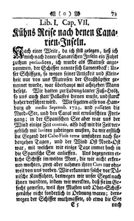 Cap. VII. Kühns Reise nach denen Canarien-Inseln.