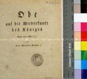 Ode von Karl Wilhelm Ramler auf die Rückkehr Friedrichs II. von Preußen vom Feldzug