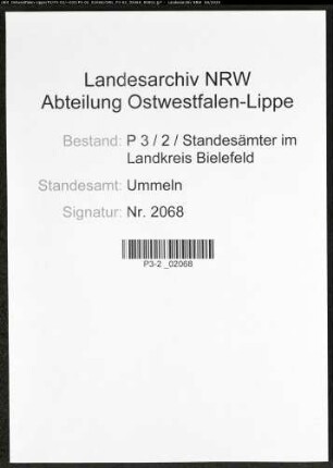 Sterberegister Standesamt Ummeln