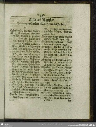 Anderes Register Derer vornehmsten Materien und Sachen