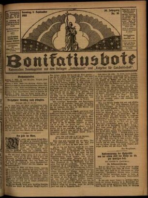 Erste Ausgabe vom Sonntag, den 03. September 1922.