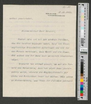 Brief an Werner von Melle