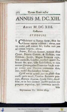 Gestorum Synopsis.