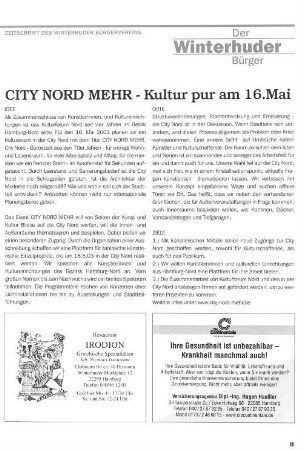 City Nord Mehr - Kultur pur am 16. Mai