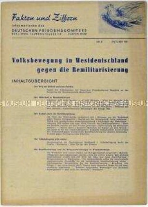 Mitteilungsblatt des Deutschen Friedenskomitees zur Volksbewegung gegen die Remilitarisierung der Bundesrepublik