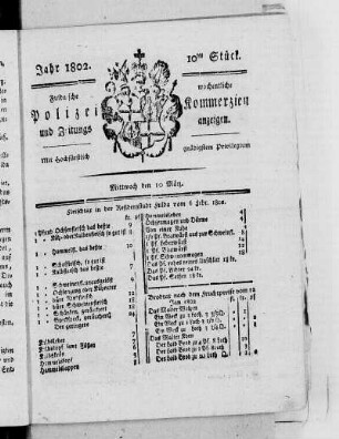 10tes Stück, Ausgabe vom 10. März 1802