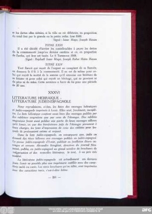 XXXVI Litterature Hebraique - Litterature Judeo-Espagnole