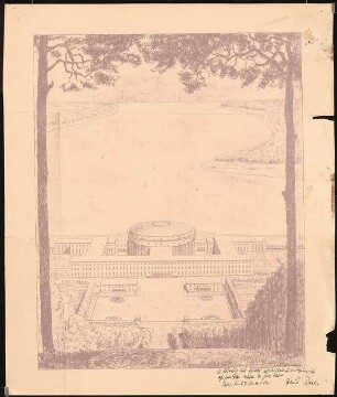 Hochschule für Tanzkunst Schinkelwettbewerb 1929: Perspektivische Ansicht (Vogelschau) von S