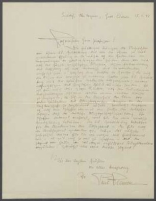 Brief von Paul Clemen an Georg Kolbe