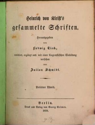 Heinrich von Kleists gesammelte Schriften, 3