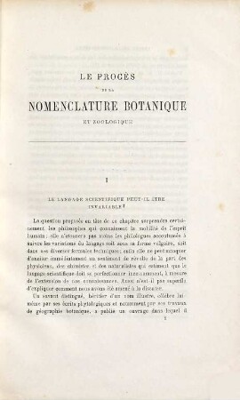 Le procès de la nomenclature botanique et zoologique