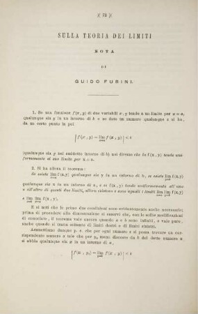 Sulla teoria dei limiti.