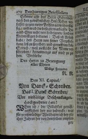 Das XI. Capitel. Von Danck-Schreiben.