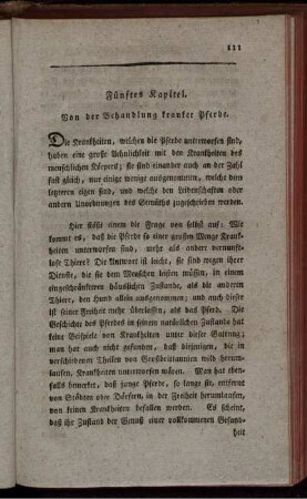 Fünftes Kapitel. Von der Behandlung kranker Pferde.