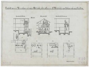 Technische Zeichnung : Projekt zum Umbau einer Mühle für Herrn G. Michling, Schrenkmühle bei Grube Ilse