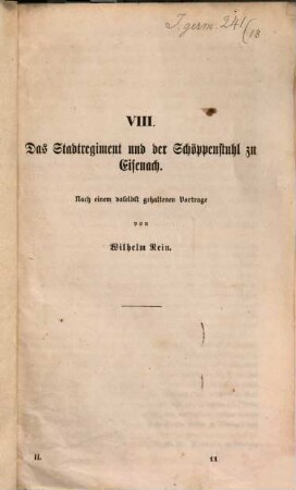Das Stadtregiment und der Schöppenstuhl zu Eisenach
