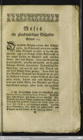 Moses ein glaubwürdiger Gesandte Gottes