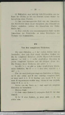 IV. Von den complexen Einheiten