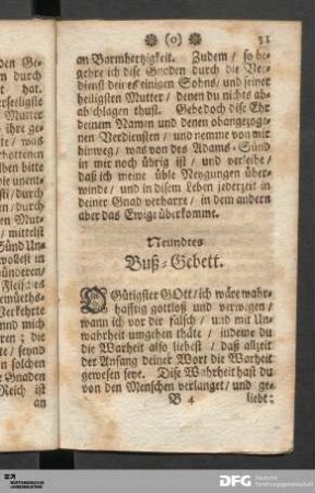 Neundtes Buß-Gebett.