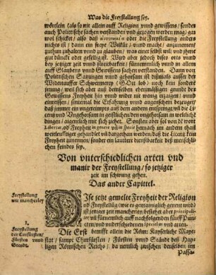 De Avtonomia, Das ist von Freystellung mehrerley Religion vn[d] Glauben : Was vnnd wie mancherley die sey, Was auch derhalben biß daher im Reich Teutscher Nation fürgangen, vnd ob dieselbig von der christlichen Obrigkeit möge bewilligt vn[d] gestattet werden ; Zuvor in drey Thail, Jetzt zum andern mal mit fleiß vnd vmb besser gelegenheit willen in ein Buch zusammen Gedruckt